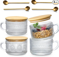 Cereal Bowls Set of 6, Bohemian Ceramic Soup Bowls, 28 oz Colorful Bowls Set for Kitchen, Dishwasher & Microwave Safe for Salad, Pasta, Rice, Oatmeal, Fruit